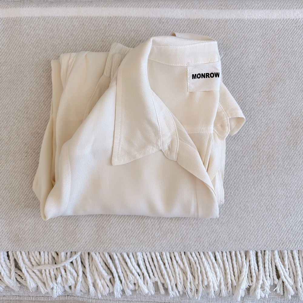 Monrow Crepe Longsleeve Jumpsuit Ivory S